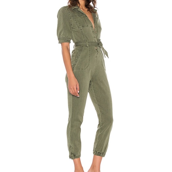 SOLD - PAIGE Mayslie Jumpsuit in Vintage Ivy Green - Picture 1 of 7
